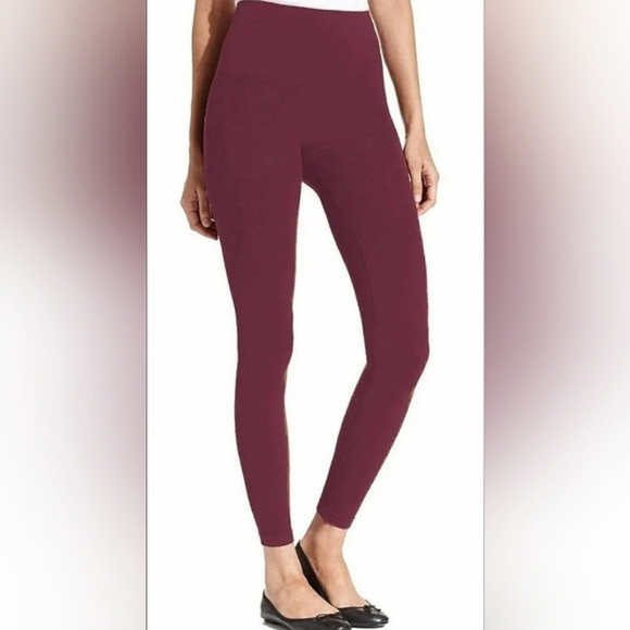 Spanx Deep Burgundy High-Waisted Red Hot Assets Leggings Large Shapewear NWT - Picture 1 of 9